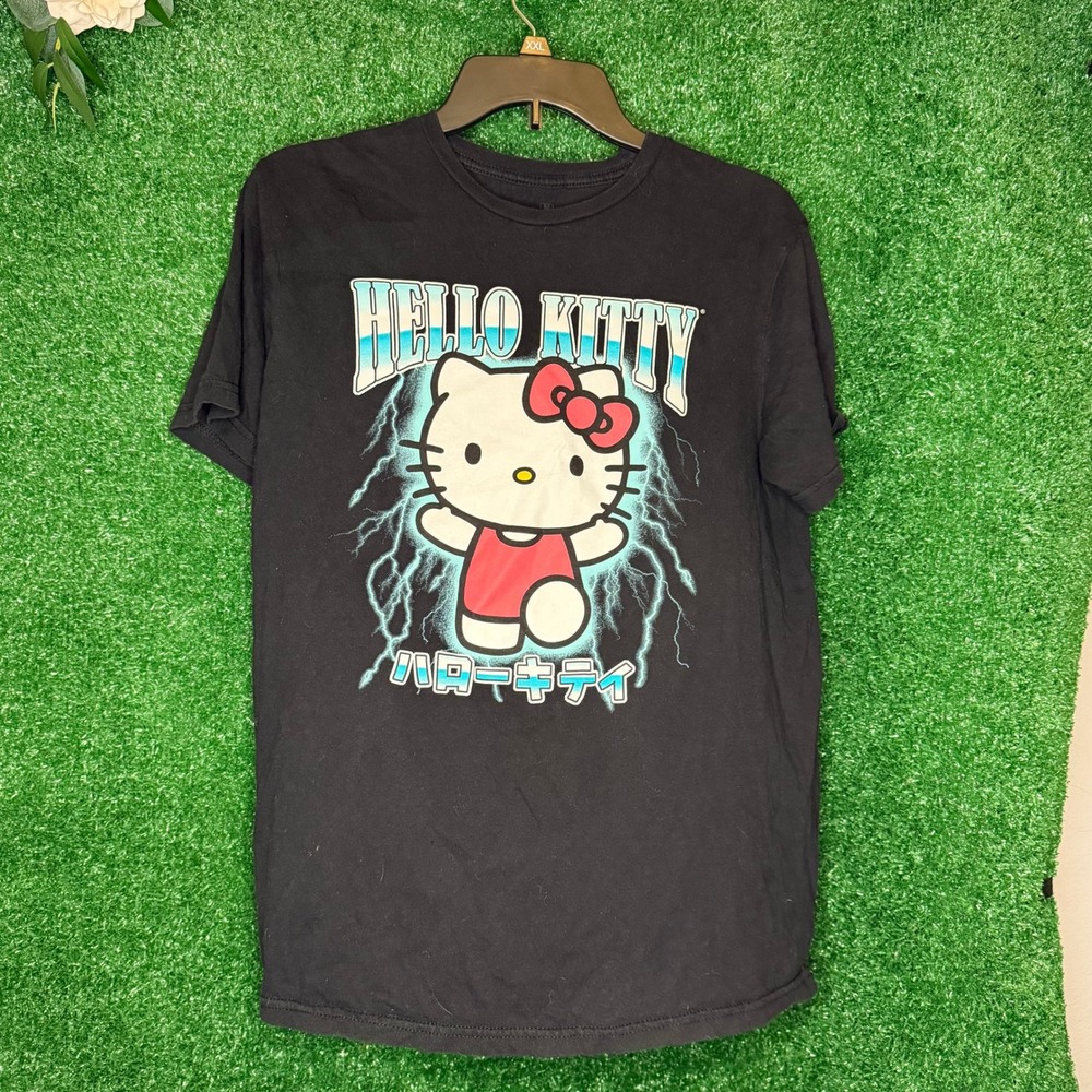 Hello Kitty Black Lightning Graphic T-Shirt Sanrio Japanese